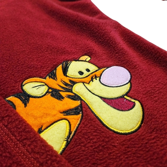 VTG Disney Tigger Fleece Hoodie XXL Red Half Zip Embroidered Winnie the Pooh Y2K - Picture 4 of 11